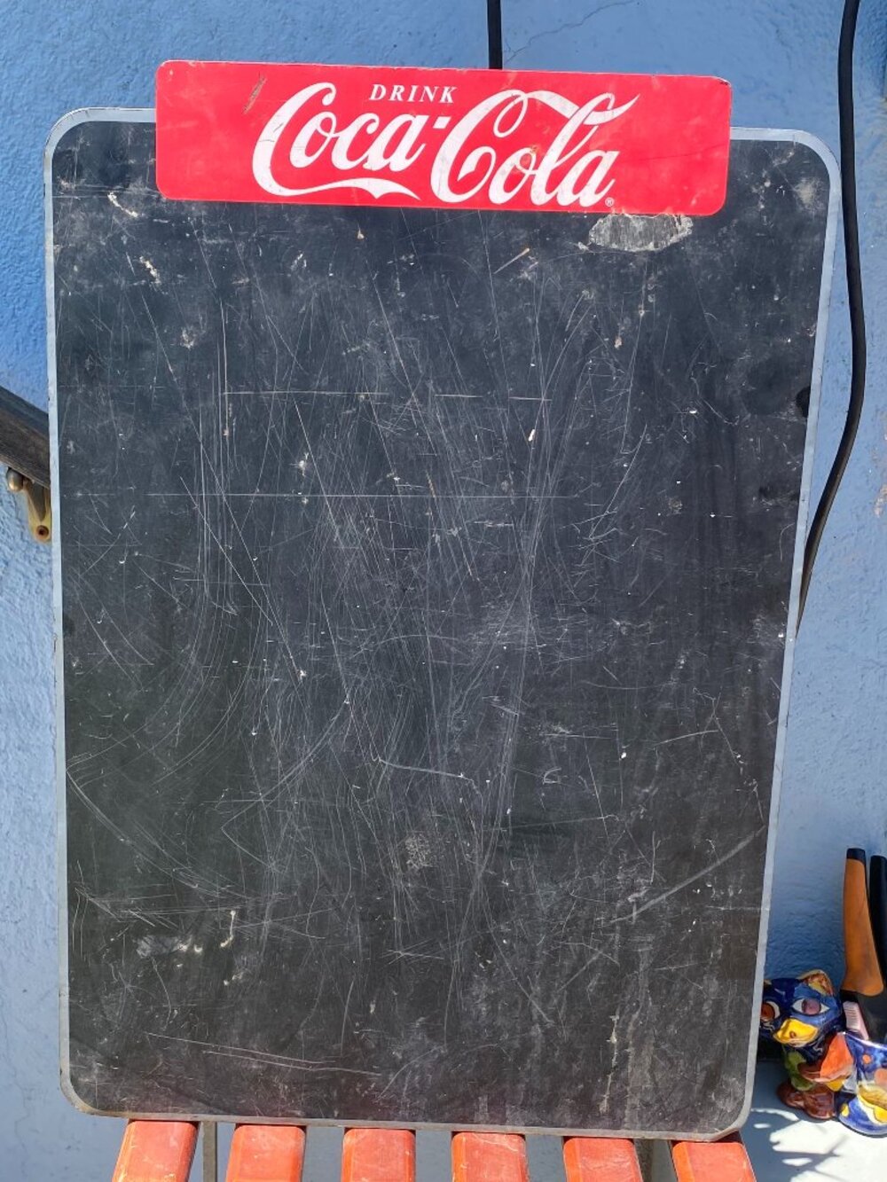 RARE Coca Cola Tin Litho Metal Menu Chalkboard Sign Robertson ANTIQUE 1950s